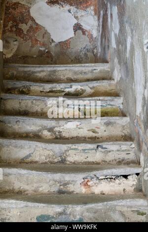 close-up of an old and used staircase Stock Photo