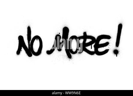 graffiti no more text sprayed in black over white Stock Vector