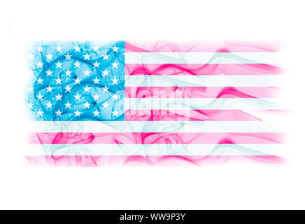 A United States flag with smoke texture on white background Stock Photo