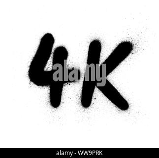 graffiti 4K abbreviation sprayed in black over white Stock Vector
