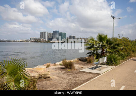 Apartments at Wentworth point suburb of Sydney viewed from memorial park in Meadowbank,Sydney,Australia Stock Photo