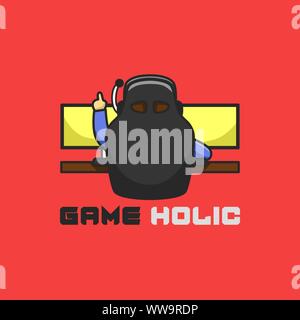 Game fanatic illustration good for Game zone company logo. Logo Cartoon template with vector illustration. Stock Vector