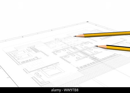 A Part plan of architectural project on the white background Stock Photo