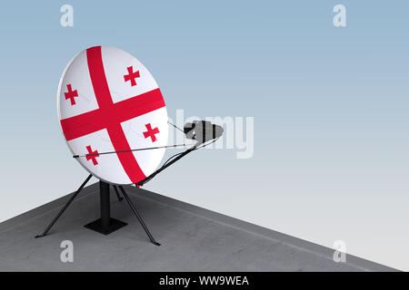 satellite dish with the flag of Georgia. 3d rendering Stock Photo