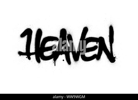 graffiti heaven word sprayed in black over white Stock Vector