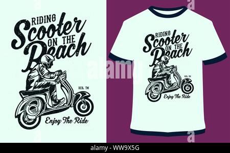 Scooter Racer - Scooter Pride - Vector graphic typographic poster. Vintage motorcycle label, badge, logo, icon or t-shirt Stock Vector