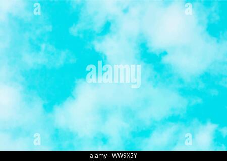 Abstract vector background texture of a vibrant teal blue sky with soft white clouds Stock Vector
