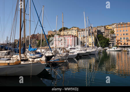 Vieux Port de Bastia / the old harbour port and marina of Bastia in Corsica France. Stock Photo