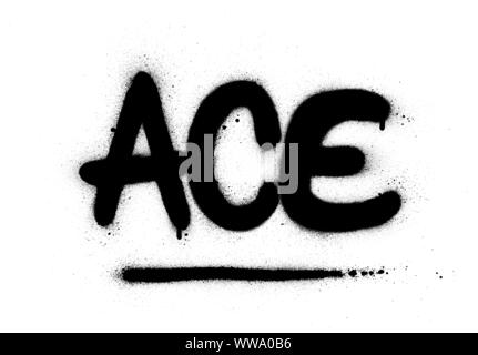 graffiti ace word sprayed in black over white Stock Vector