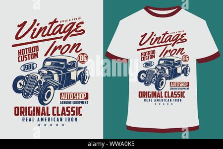 Car T-Shirt Design Vector, typography illustration, Worldwide Speedway - Classic Car Race - Speed Racer - it can use for label, logo, sign, sticker Stock Vector