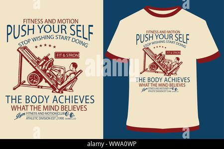 Push Yourself vector design illustration, it can use for label, logo, sign, sticker or printing for the t-shirt. Stock Vector