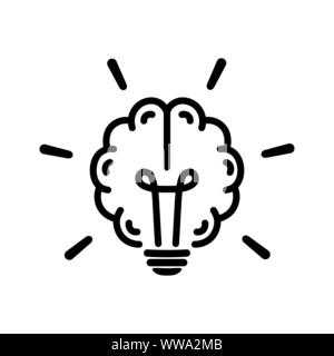 Brain light bulb icon in flat style Stock Vector