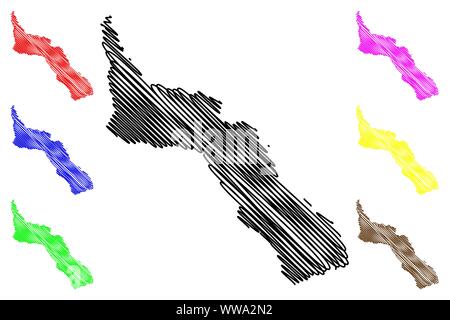 Mount Athos Region (Greece, Hellenic Republic, Hellas) map vector illustration, scribble sketch Mount Athos Autonomous state map Stock Vector