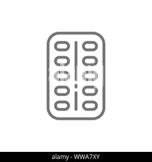 Probiotics, good bacteria in tablets line icon. Stock Vector