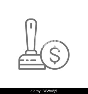 Vector credit approved, stamp, verification line icon. Stock Vector