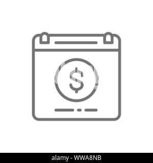 Calendar payday loan, monthly payment line icon. Stock Vector