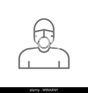 Vector man in respiratory system line icon. Stock Vector