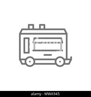 Vector mobile kitchen food trailer line icon. Stock Vector