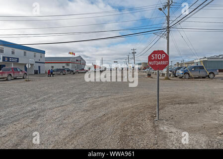 Cambridge Bay, Nunavut, Canada - September 03, 2019:  the main business district in the High Arctic community Stock Photo