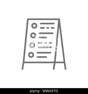 Street advertising board with prices line icon. Stock Vector