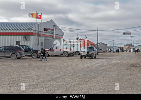 Cambridge Bay, Nunavut, Canada - September 03, 2019:  the main business district in the High Arctic community Stock Photo