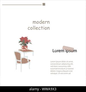 Design template for Landing Page. Homepage. Interior design and decoration concepts. Elements of home interior sofa, floor lamp and paintings. Stock Vector