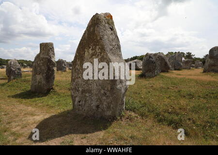 megalithic standing stones at Carnac, Brittany, France Stock Photo