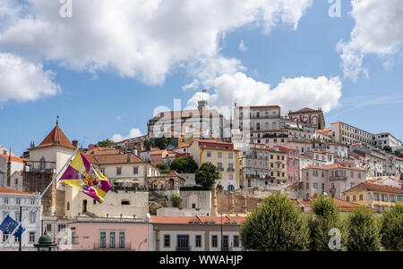 Cityscape of Coimbra University and the old upper town of Coimbra in Portugal Stock Photo