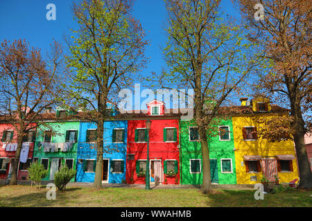Colourful houses on the island of Burano, Venetian Lagoon, Venice, Italy Stock Photo