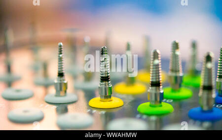 many dental drills different sizes and thicknesses close-up Stock Photo