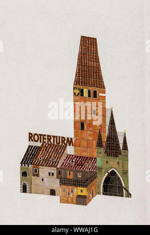 "Roter Turm" mosaic - Vienna, Austria. Stock Photo