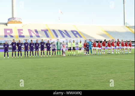 FORMAZIONI INIZIALI  during Fiorentina Women´s Vs Arsenal , Firenze, Italy, 12 Sep 2019, Soccer Soccer Champions League Women Stock Photo