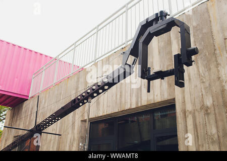 Television studio with jib camera and lights - camera on a crane. Shallow depth of field Stock Photo