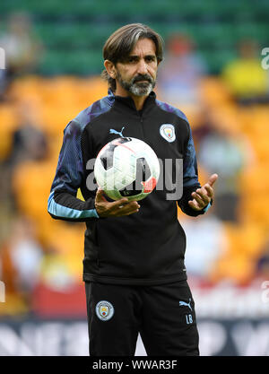 Manchester City fitness coach Lorenzo Buenaventura before the Premier League match at Carrow Road, Norwich. Stock Photo