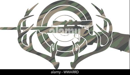 Camouflage Hunting and Shooting Sports Logo Isolated Vector Illustration Stock Vector