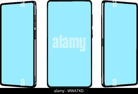 smartphone screen from different angles mocap template. Pop art retro vector illustration drawing Stock Vector