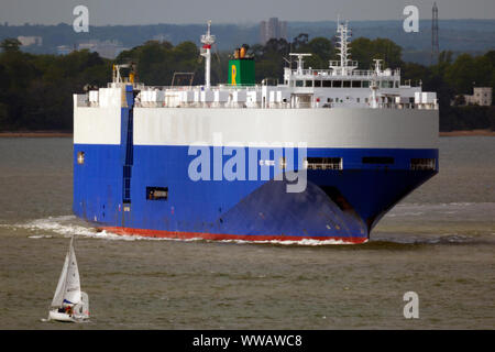 RCC,Prestige,Car,Carrier,leaving,Southampton,RORO,The Solent,Cowes,isle of Wight,England,UK, Stock Photo