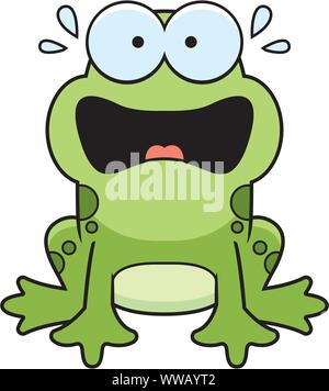 A cartoon illustration of a frog looking scared. Stock Vector
