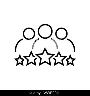 Business client line icon. Team and 5 stars symbol Stock Vector