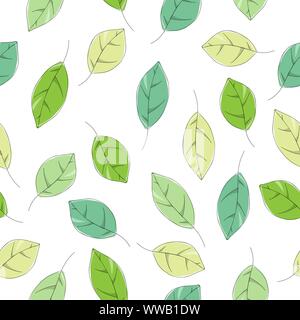 Seamless leafs pattern randomly distributed. Useful for backgrounds, decorations and ornament. Stock Vector