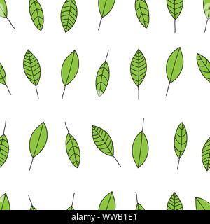 Seamless leafs pattern randomly distributed. Useful for backgrounds, decorations and ornament. Stock Vector