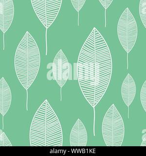 Seamless leafs pattern randomly distributed. Useful for backgrounds, decorations and ornament. Stock Vector