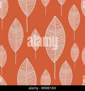 Seamless leafs pattern randomly distributed. Useful for backgrounds, decorations and ornament. Stock Vector