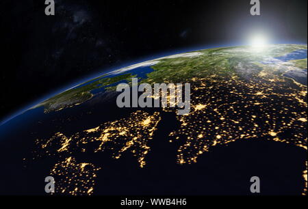 Planet earth with terminator line. Stock Photo
