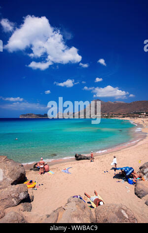 Falassarna beach on the northwest of Chania prefecture, Crete island, Greece. Stock Photo