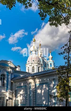 Smolny Cathedral view in Saint Petersburg, Russia Stock Photo