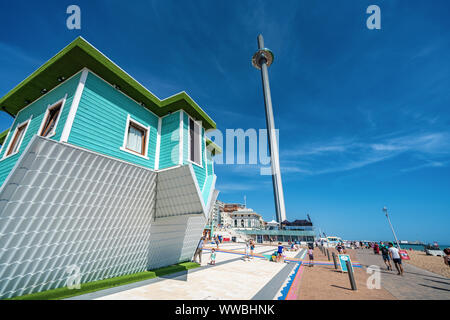 BRIGHTON, UNITED KINGDOM - JULY 24: This is the Upside Down house a famous landmark building on Brighton beach on July 24, 2019 in Brighton Stock Photo