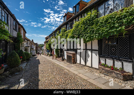 RYE, UNITED KINGDOM - JULY 29: This is is the famous Mermaid Street, an historic tourist destination on July 29., 2019 in Rye Stock Photo