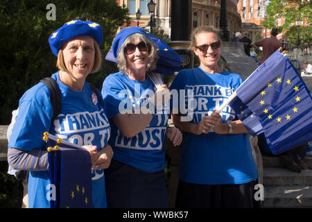 14 Sept 2019, London, UK - The EU Flags at the Proms team give away 23,000 flags for concert goers to wave on live TV on the last night in support of Stock Photo