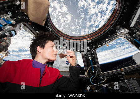 Astronaut Samantha Cristoforetti, European Space Agency,  International Space Station, May 2015, by NASA/DPA Stock Photo